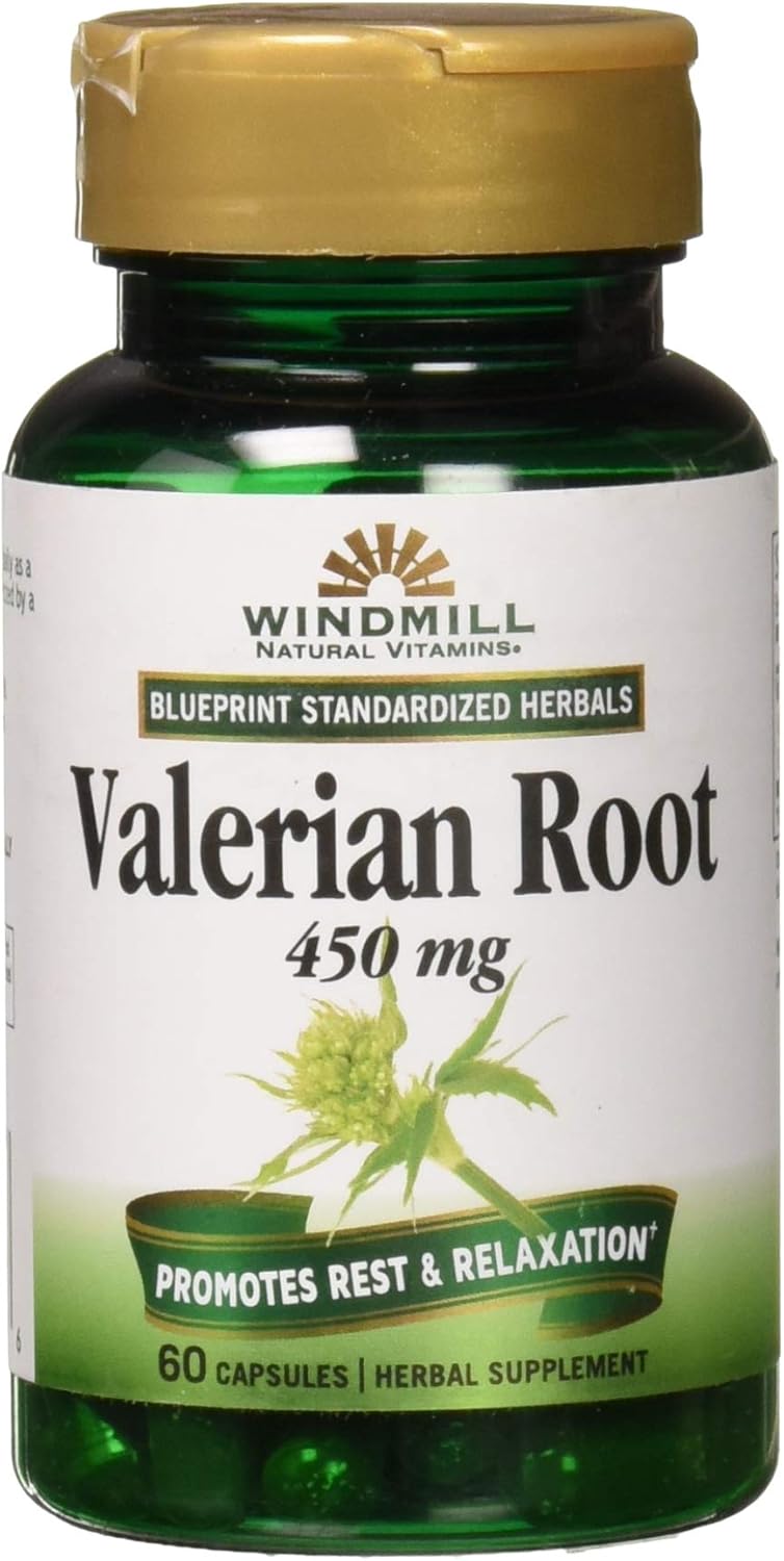 Windmill Valerian Root Extract Capsules 450mg - 60 Count