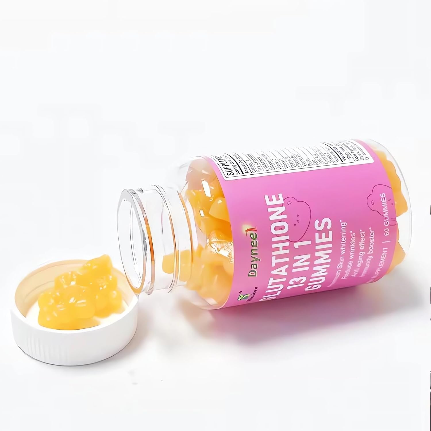 Wins Town L-Glutathione Gummies 1200mg - 13 in 1 Formula for Anti-Aging, Muscle Relief, and Immune Support - Strawberry Flavored Vegan Gummies - 60 Count