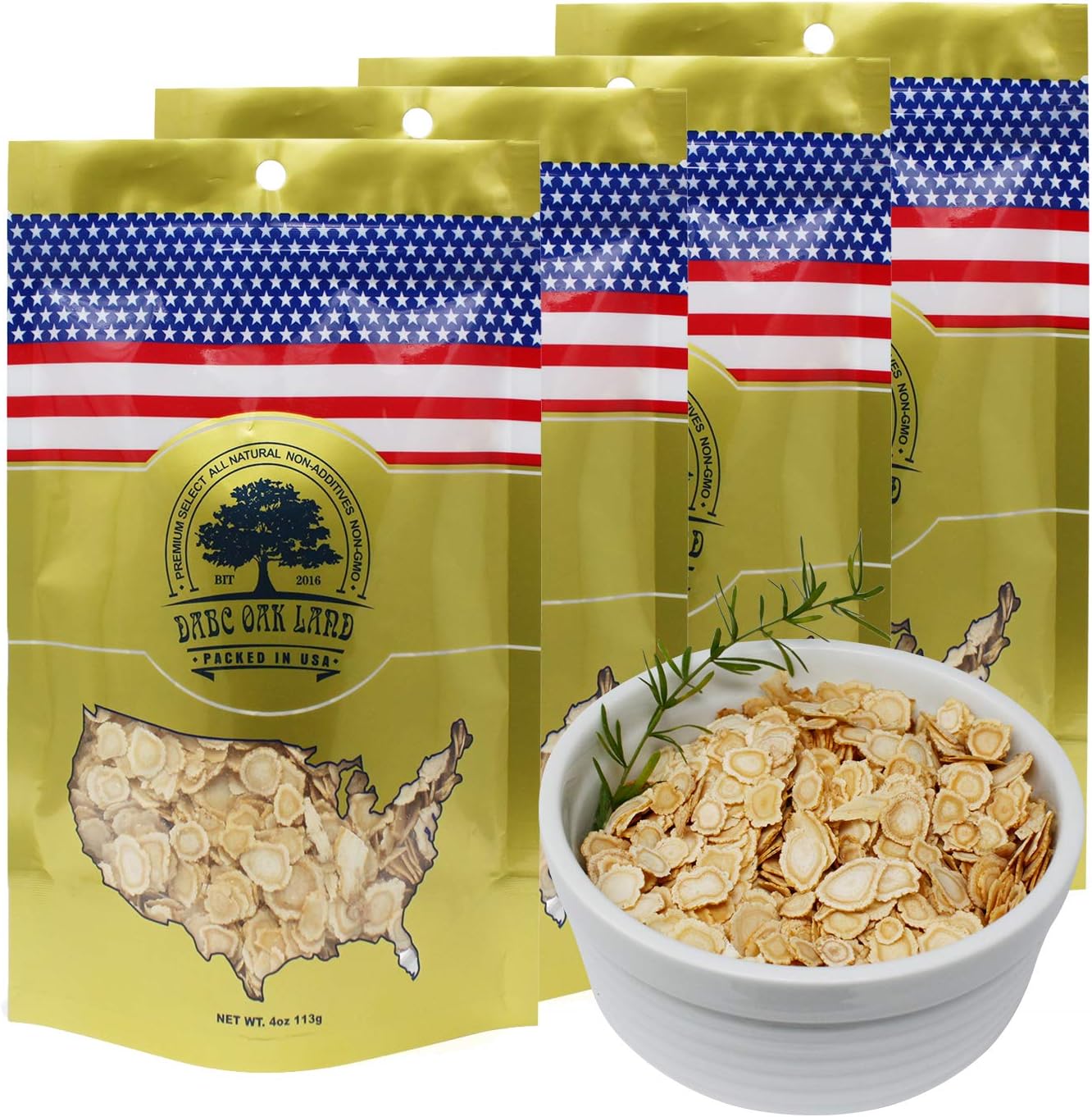 Wisconsin Grown American Ginseng Slices for Ginseng Tea - 4 Packs, 1 lb Each