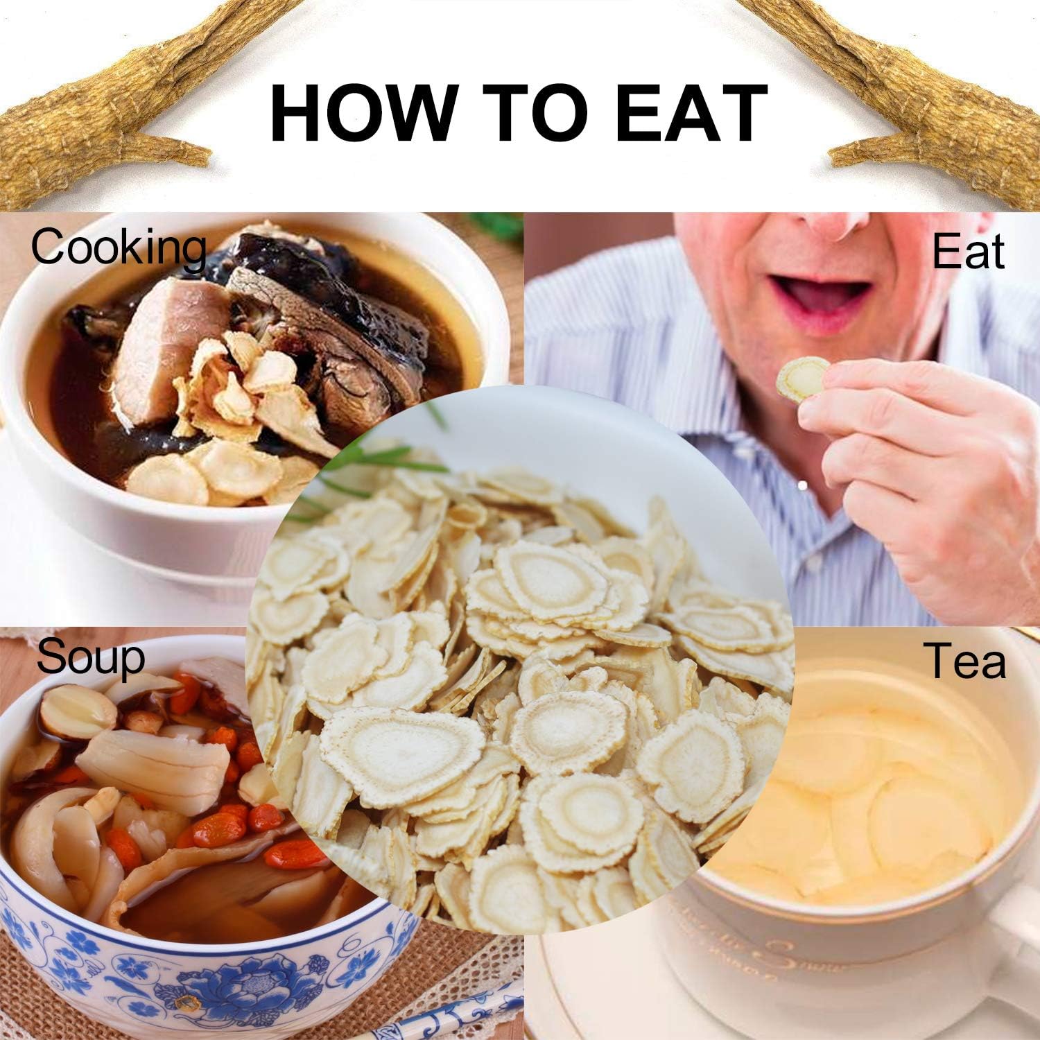 Wisconsin Grown American Ginseng Slices for Ginseng Tea - 4 Packs, 1 lb Each