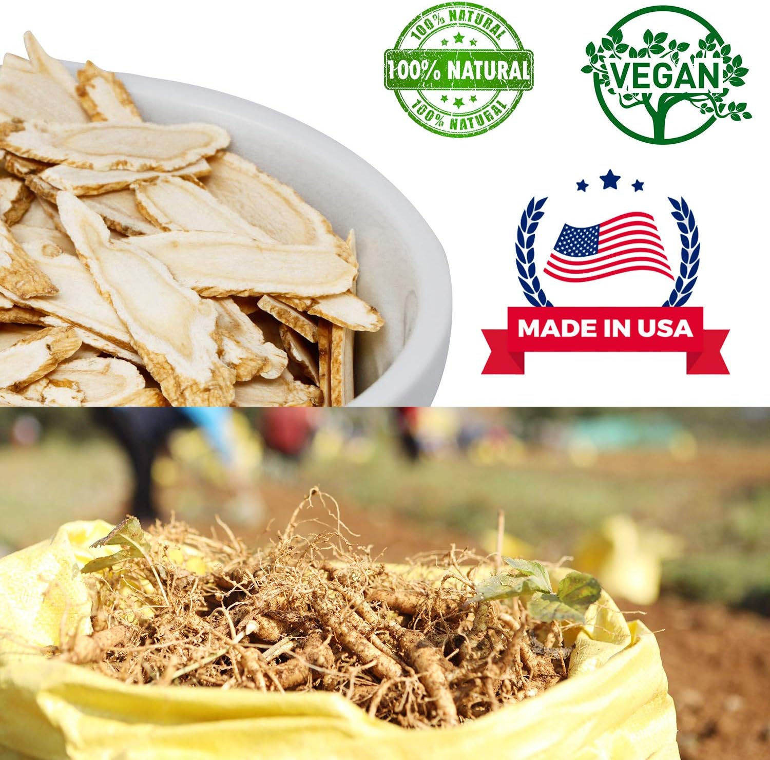 Wisconsin Grown American Ginseng Slices for Ginseng Tea - Long Strip Root, 2 Packs x 8oz