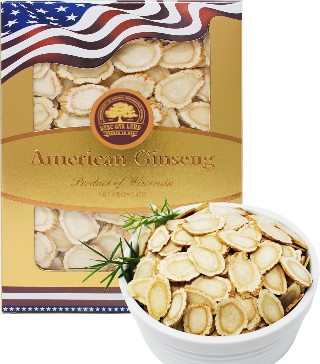 Wisconsin Grown American Ginseng Slices for Making Ginseng Tea - Large Round Sliced Ginseng Root, 4oz Box