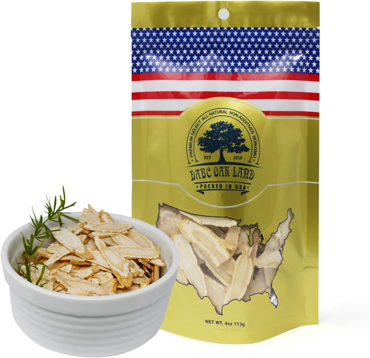 Wisconsin Grown DABC OAK LAND DOL American Ginseng Slices - Ideal for Making Ginseng Tea - Health Benefits - 4oz Bag