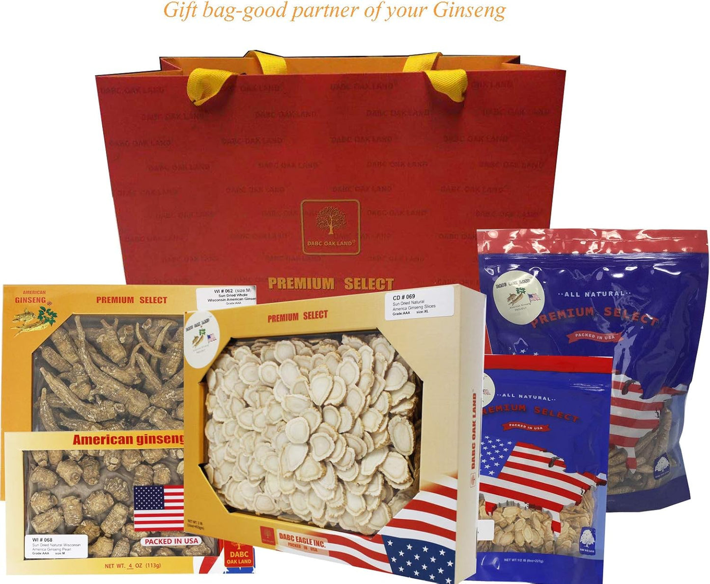 Wisconsin Grown DABC OAK LAND DOL American Ginseng Slices 8oz Box - Ideal for Making Ginseng Tea and Promoting Health