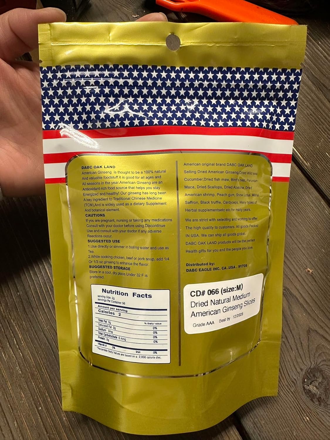 Wisconsin Grown DABC OAK LAND DOL American Ginseng Slices - Ideal for Making Ginseng Tea - Health Benefits - 4oz Bag