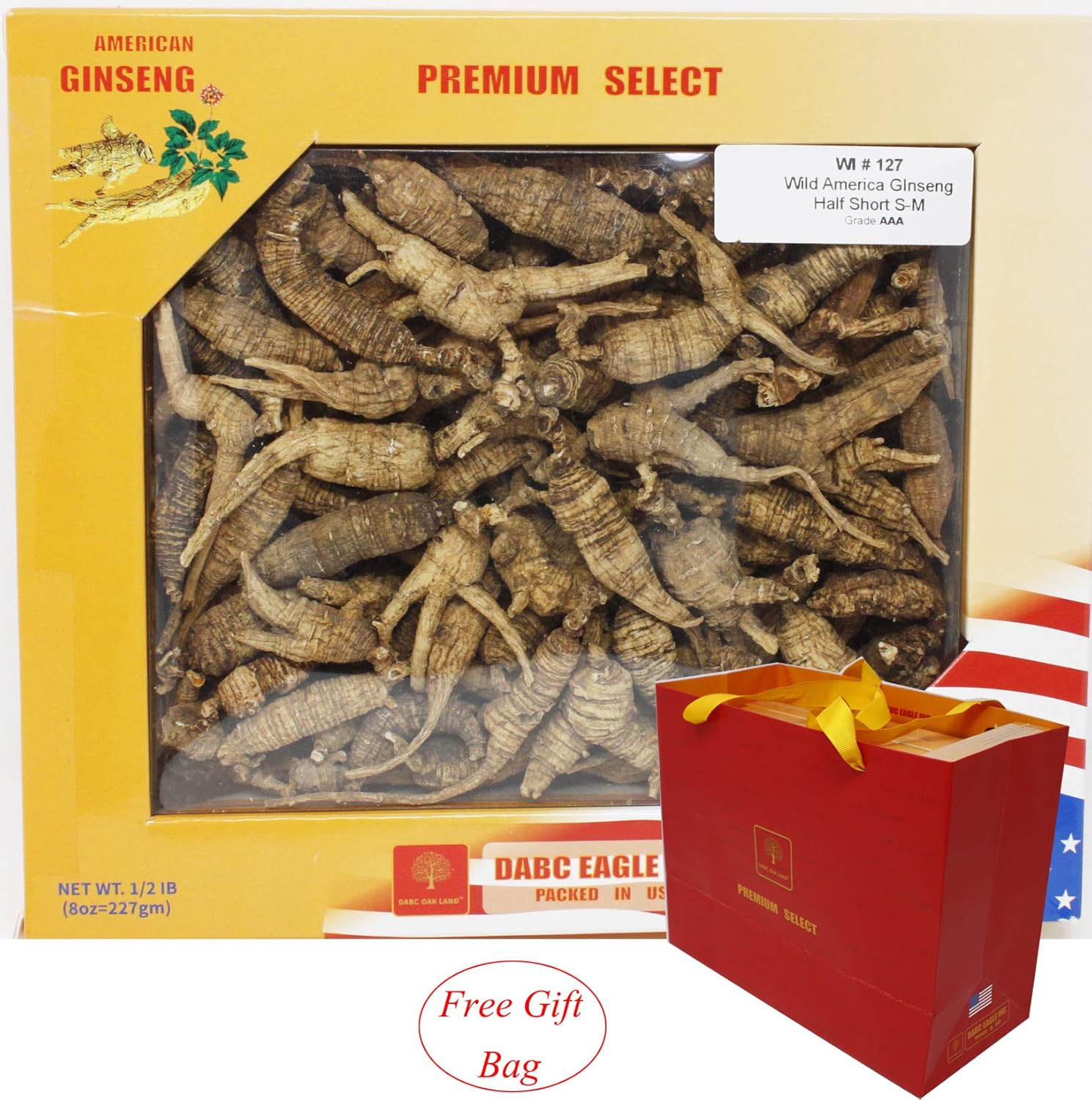 Wisconsin Wild American Ginseng Roots 15-20 Years Old 8oz Box - Hand-Selected Short Round Medium Size - WI 127# Cultivated Ginseng