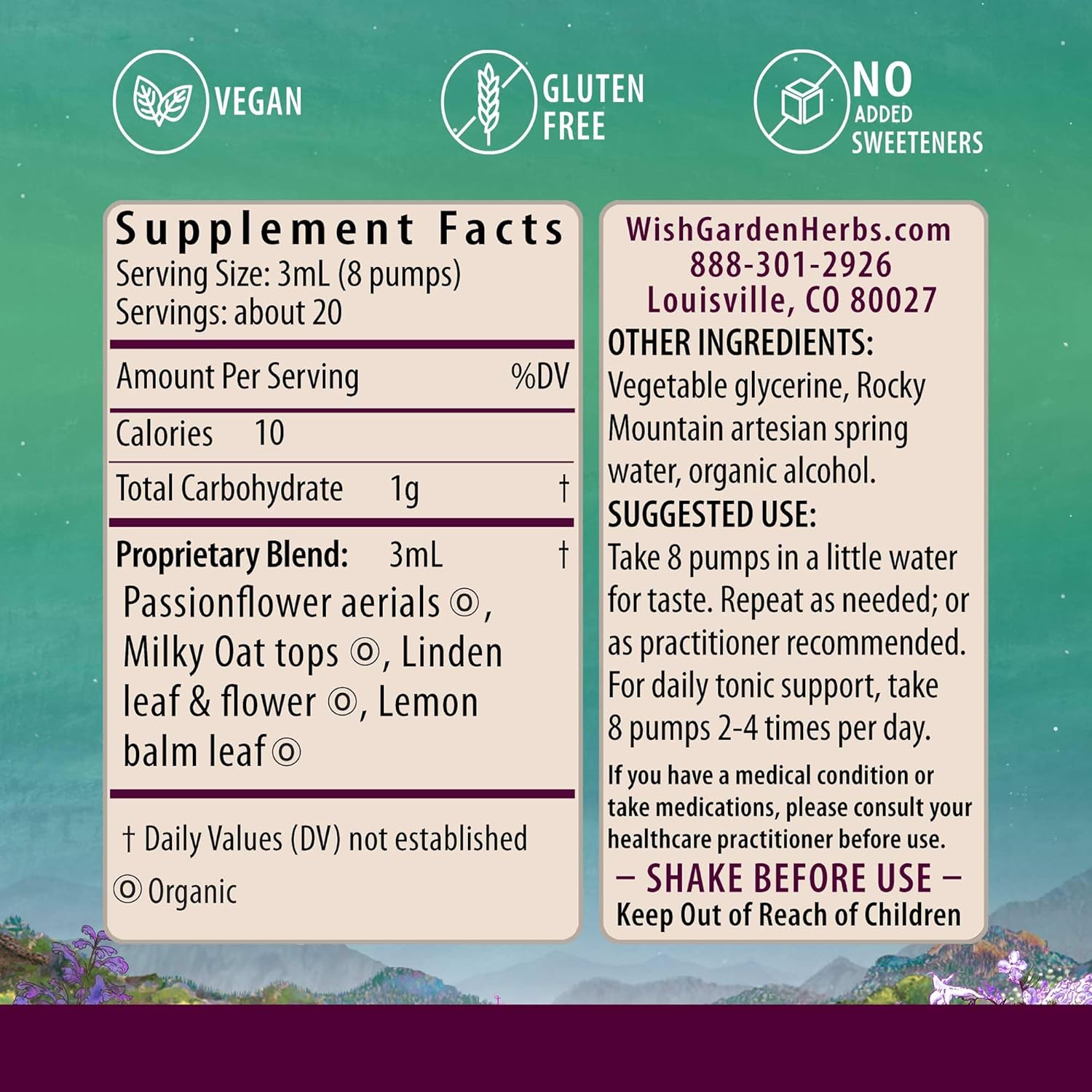 WishGarden Herbs Stress Relief Supplement for Pregnancy - Herbal Blend with Lemon Balm & Chamomile, Adrenal Support for Pregnancy and Postpartum, Promotes Relaxation and Calm, 2oz