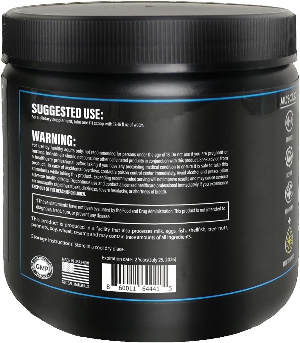 WMD Re-Activate BCAA Powder - Blueberry Flavor, 250g - Amino Acids for Muscle Growth, Repair, & Recovery - Gluten Free, Sugar Free, Non-GMO, Vegan - No Artificial Colors, Patented Ingredients
