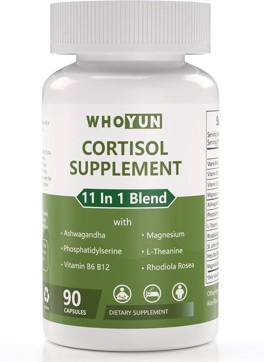 Women's 11-in-1 Lower Cortisol Supplement with Ashwagandha & Magnesium - Vegan, 90 Capsules