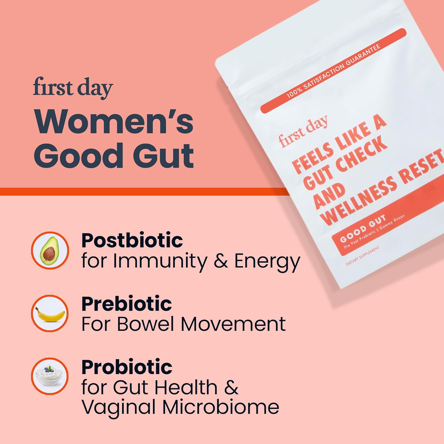 Women’s 3-in-1 Good Gut Tribiotic Gummies - Immune & Digestive Health Support - 30-Day Supply