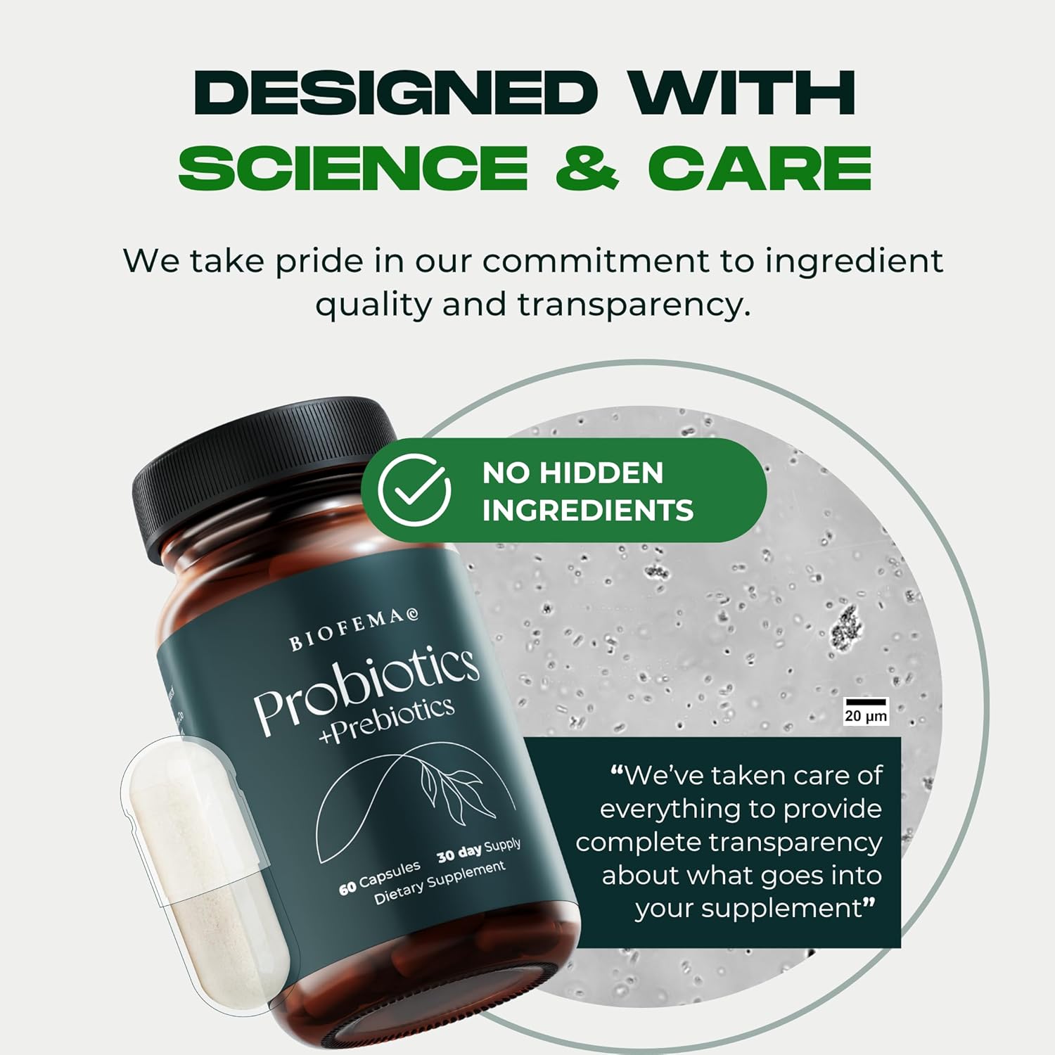 Women's Acidophilus Probiotic with Prebiotics - 40 Billion CFUs for Digestive Health and Bloating Relief - 60 Vegan Capsules - 4 Researched Strains