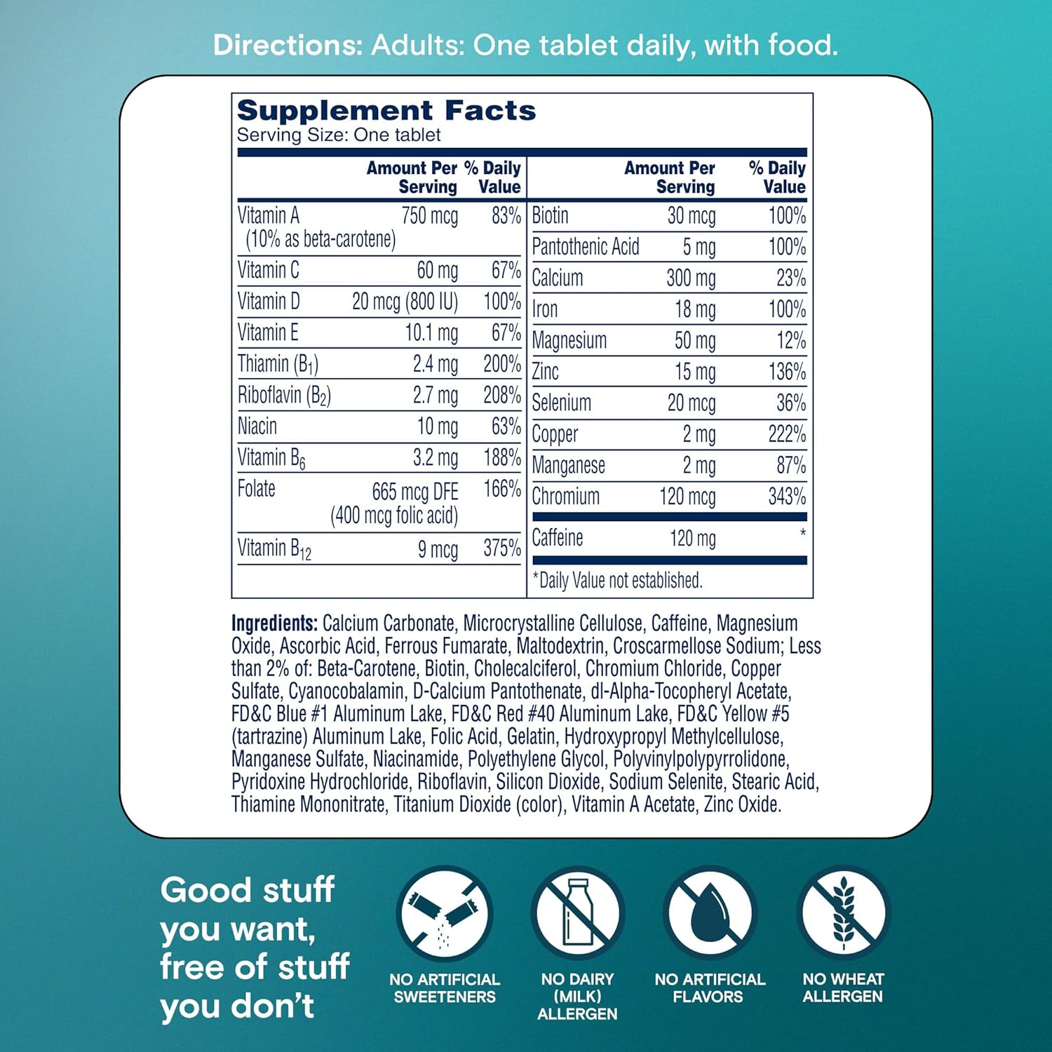 Women's Active Metabolism Multivitamin with B-Vitamins, Vitamin D, Magnesium - 120 Count