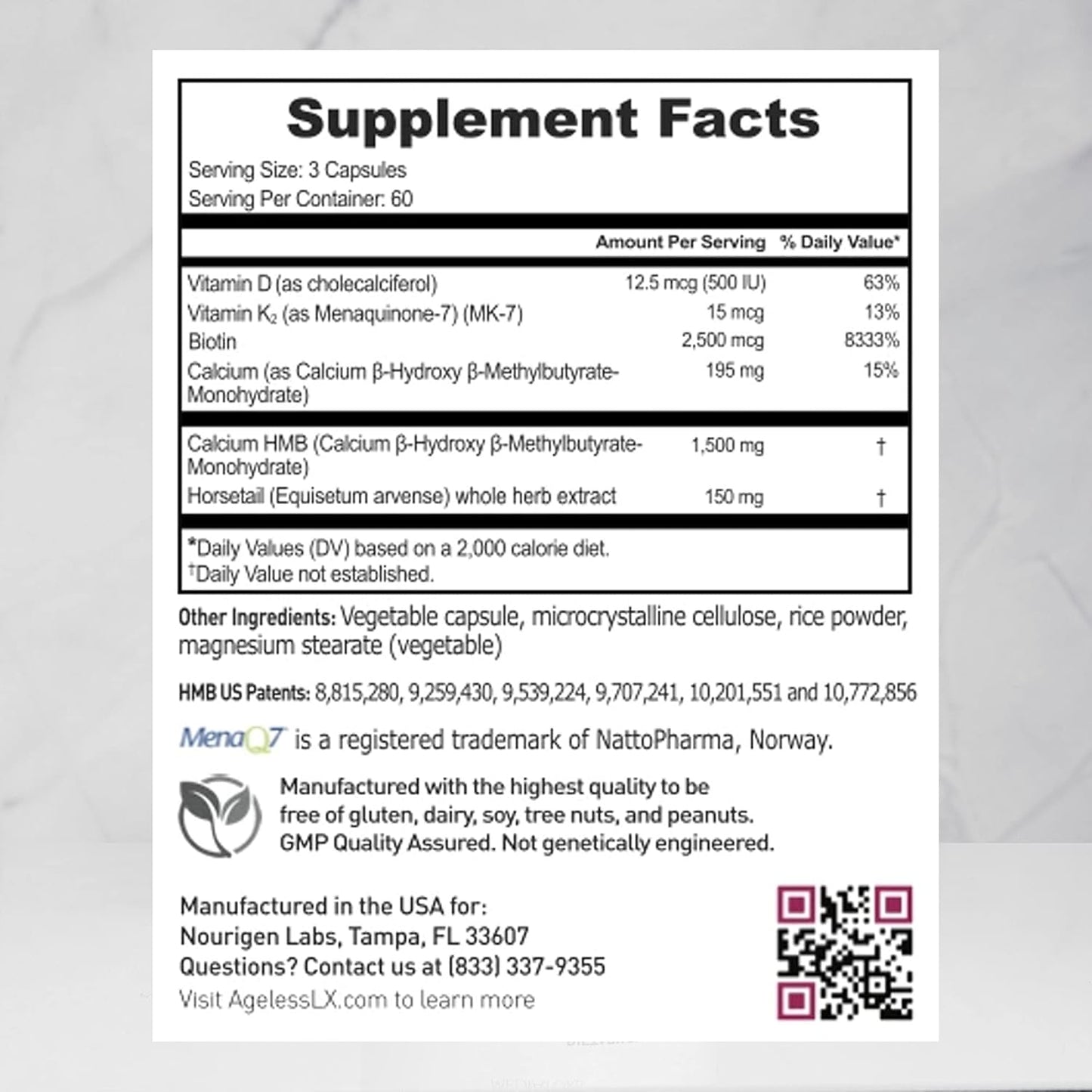 Women's AgelessLX Collagen Capsules for Skin, Hair & Anti-Aging - HMB Collagen Enhancer Supplement - Cellulite Support - 60 Servings