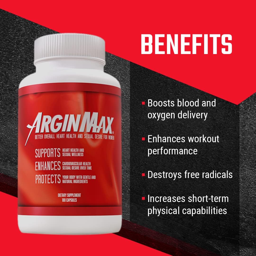 Women's ArginMax L Arginine Pre Workout Pills - Nitric Oxide Booster for Blood Flow & Oxygen - Sports Nutrition Supplement, 2 Pack, 360 Capsules