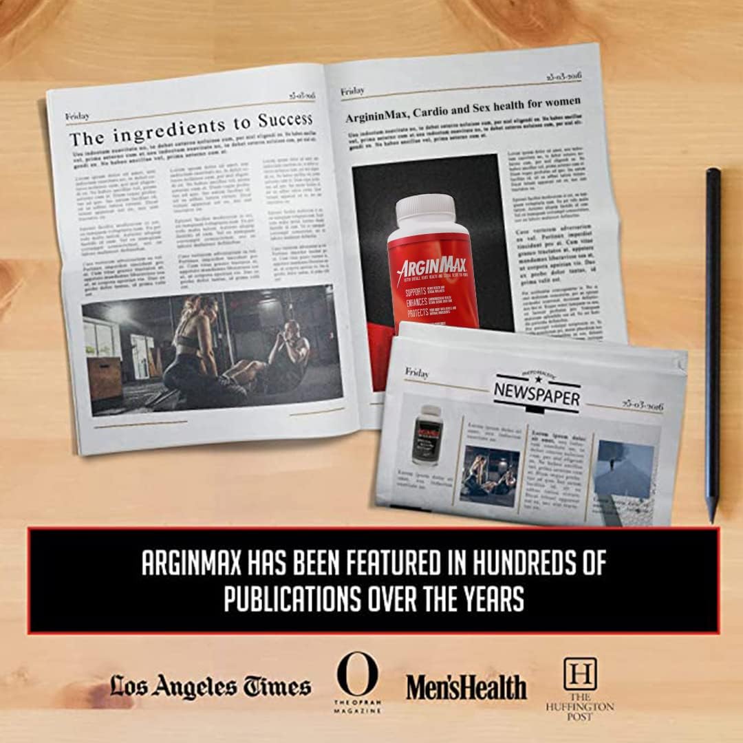 Women's ArginMax L Arginine Pre Workout Pills - Nitric Oxide Booster for Blood Flow & Oxygen - Sports Nutrition Supplement, 2 Pack, 360 Capsules