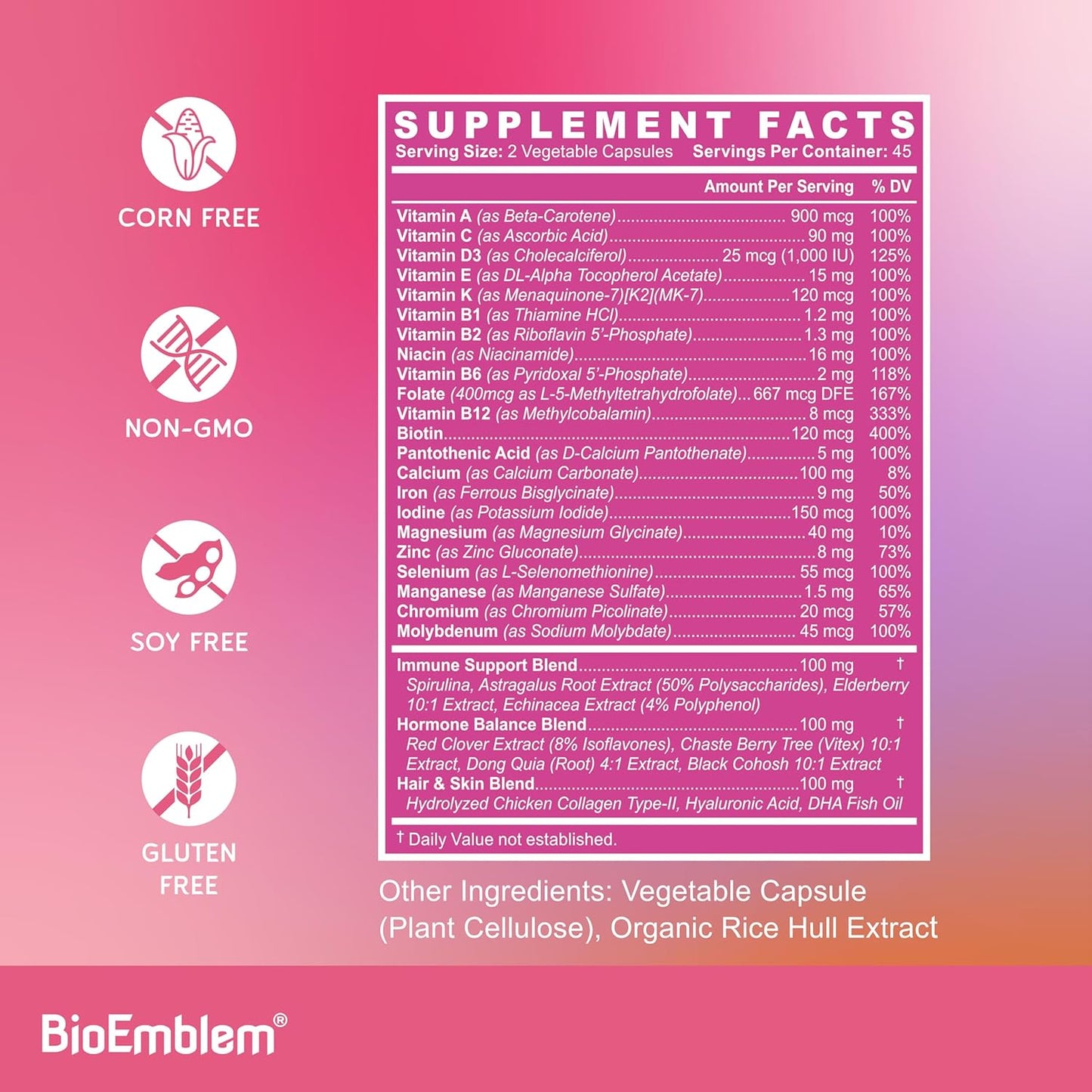 Women's Beauty Probiotics and Multivitamin by BioEmblem