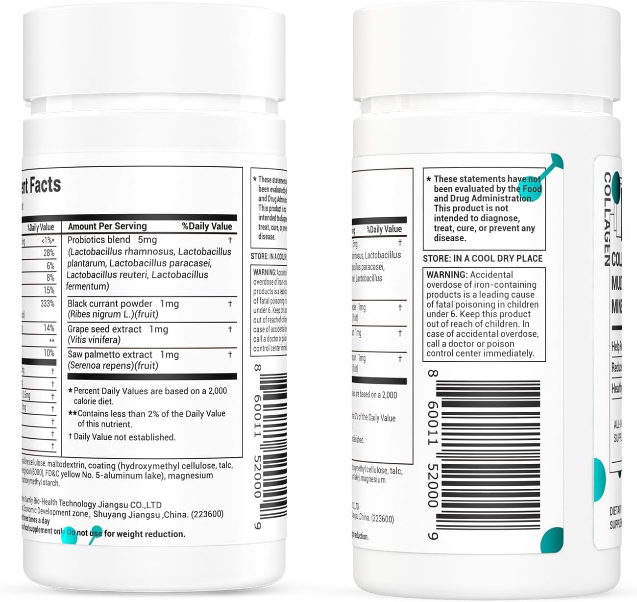 Women's Beauty Supplement with Collagen Peptides, Vitamin D3, Probiotics, Vitamin E, and B Complex - 60 Tablets