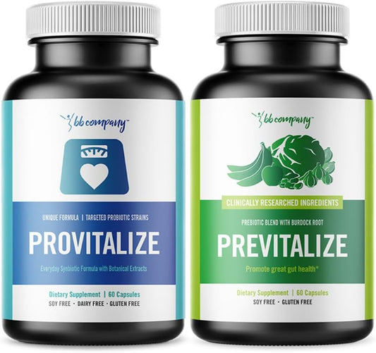 Women's Bloating Relief Bundle with Prebiotics & Probiotics - Provitalize & Previtalize - 30 Day Supply