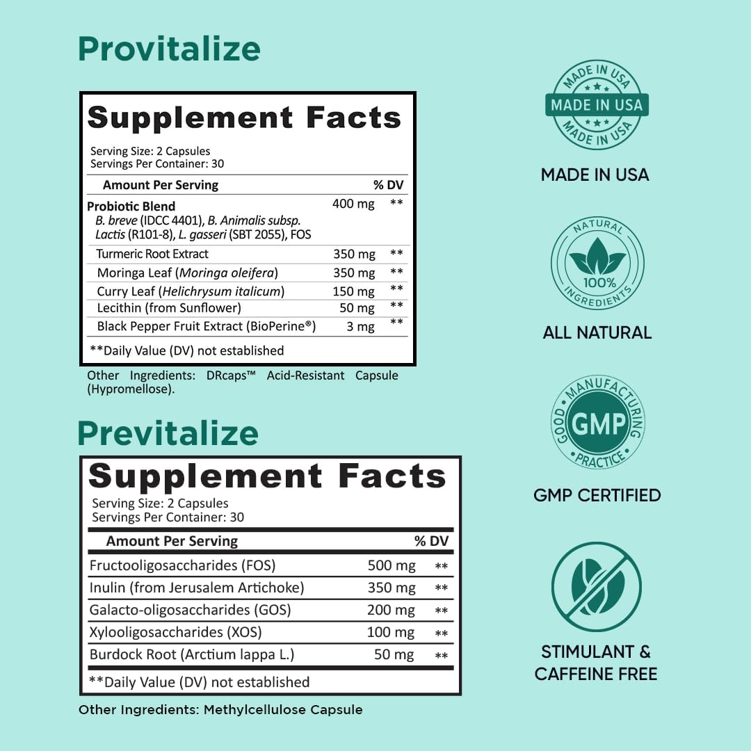 Women's Bloating Relief Bundle with Prebiotics & Probiotics - Provitalize & Previtalize - 30 Day Supply