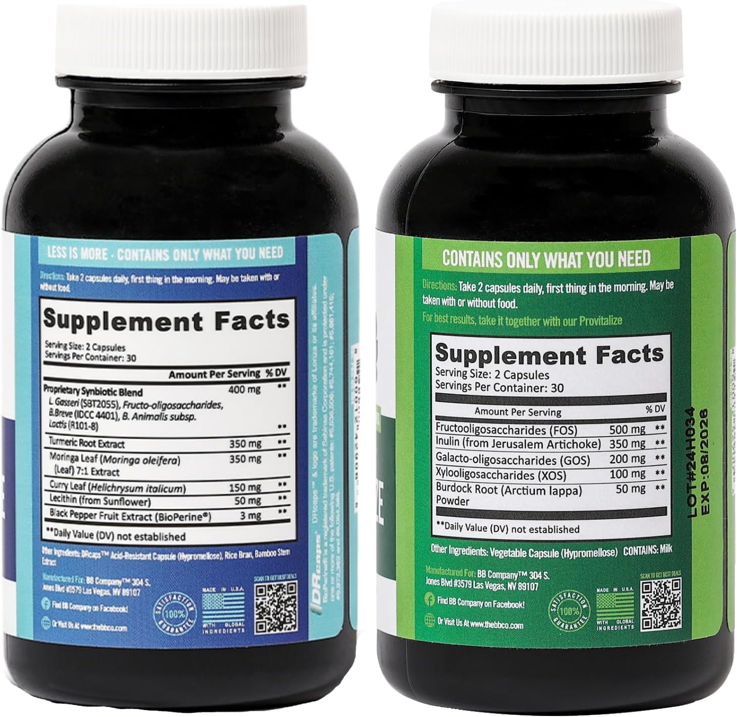 Women's Bloating Relief Bundle with Prebiotics & Probiotics - Provitalize & Previtalize - 30 Day Supply