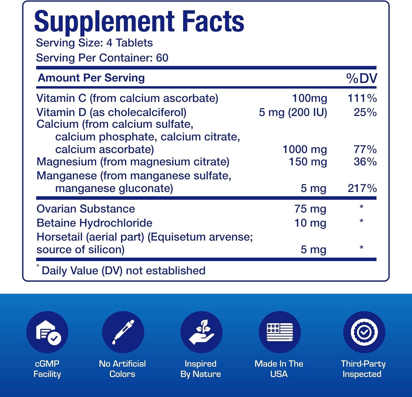 Women's Bone Health Supplement - Clinical Formula with Magnesium, Calcium, Vitamin D3 & Trace Minerals - Easy to Swallow Tablets - 240 Count
