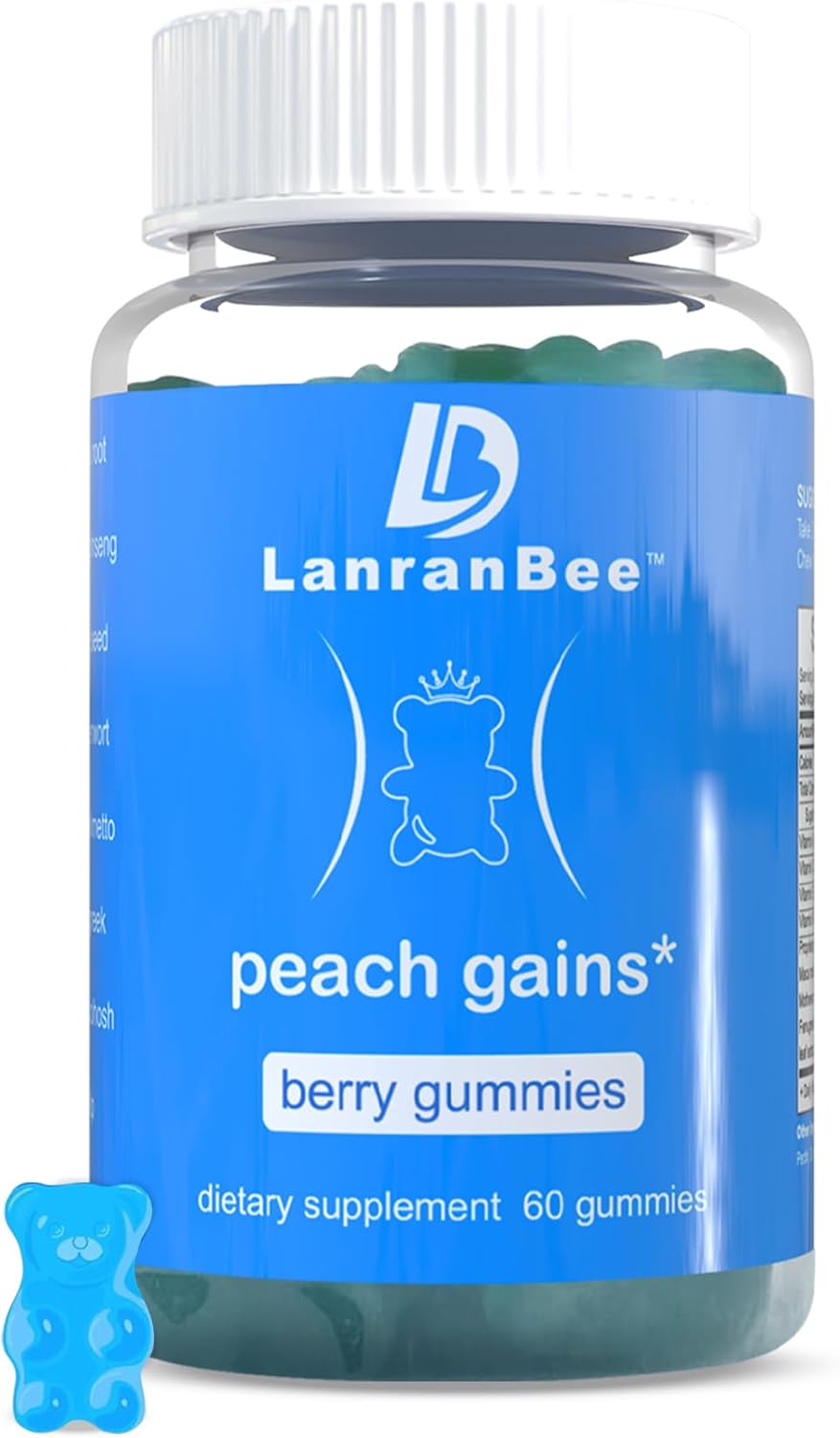 Women's Booty Gummies | Bum Support & Workout Enhancement | Vitamins for Women | Hip Line Lift | Natural Botanical Blend | Berry Flavored | Fitness Supplement (60 Count)