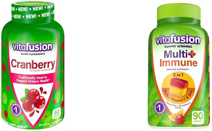 Women's Cranberry Gummies 500mg + Multi+ Immune Support Gummies with Vitamin C Zinc - 90 Count