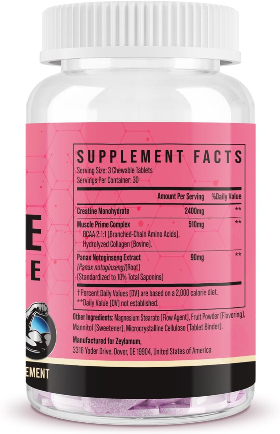 Women's Creatine Monohydrate Supplement with Hydrolyzed Collagen, BCAA, Non-GMO, Sugar-Free - 30 Servings