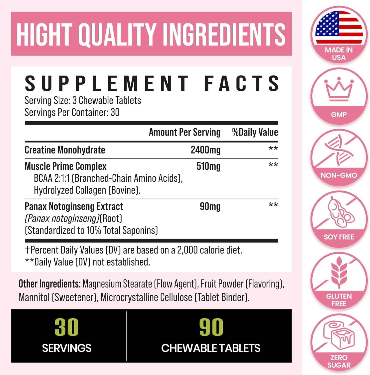 Women's Creatine Monohydrate Supplement with Hydrolyzed Collagen, BCAA, Non-GMO, Sugar-Free - 30 Servings