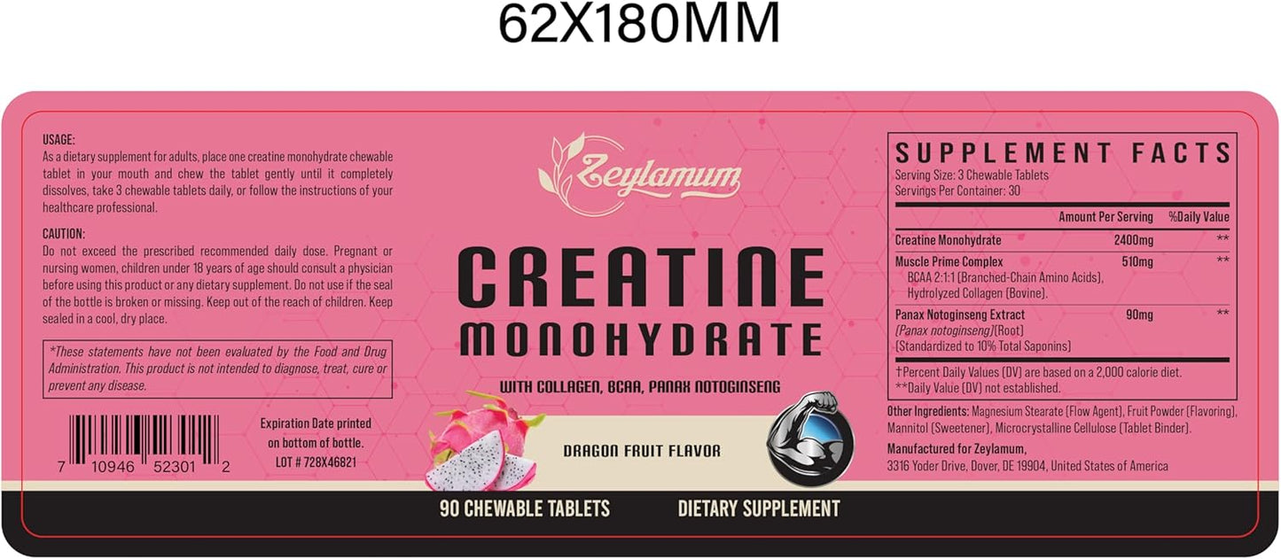 Women's Creatine Monohydrate Supplement with Hydrolyzed Collagen, BCAA, Non-GMO, Sugar-Free - 30 Servings