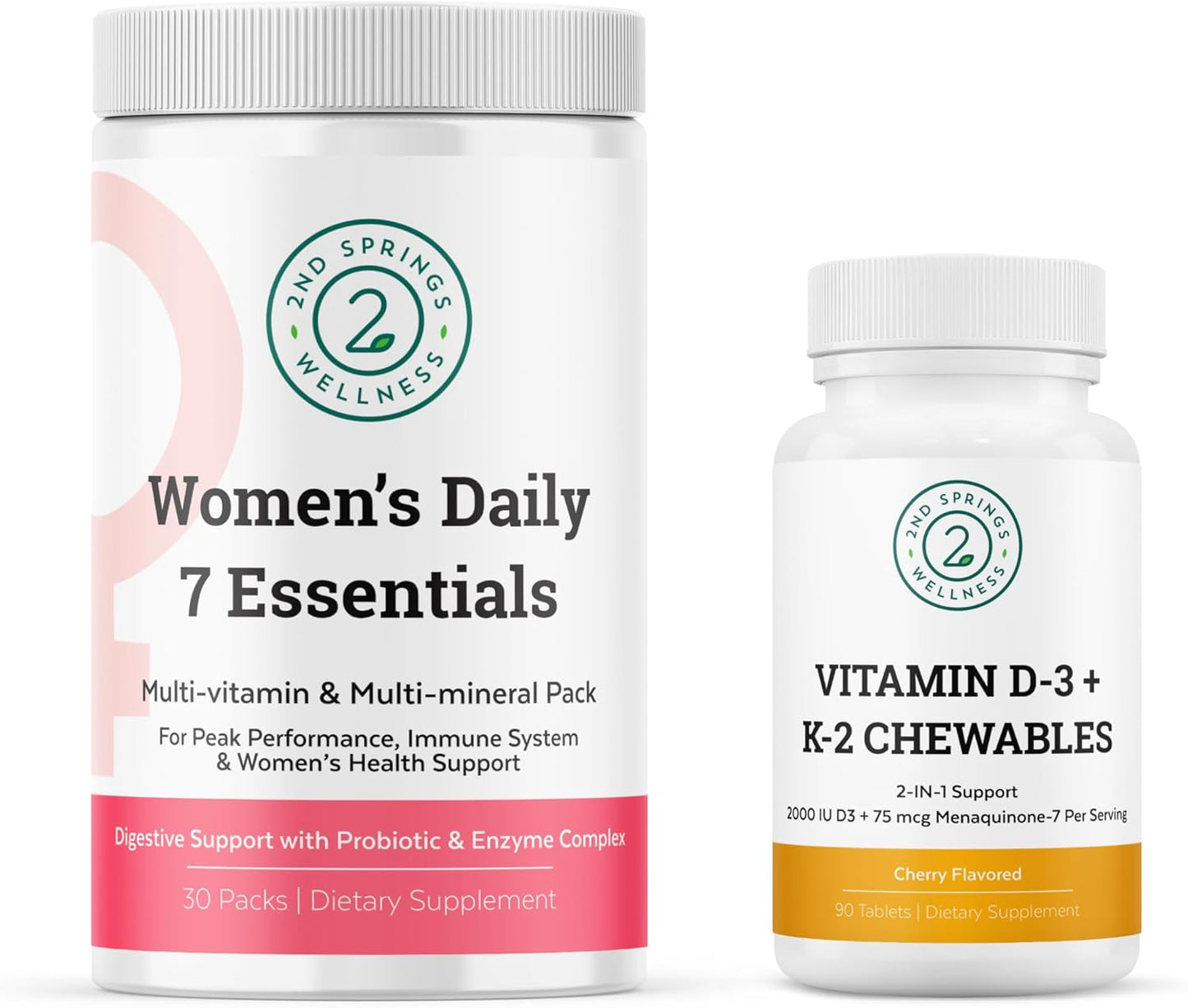 Women's Daily Essential Vitamins with Vitamin D3 & K2 Chewables - Bundle for Daily Health