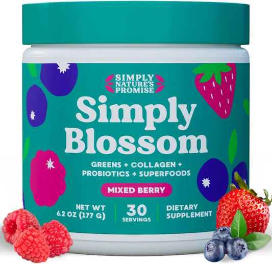 Women's Daily Greens & Superfood Powder with Collagen & Probiotics for Digestive Health & Bloating Relief - 30 Day Supply
