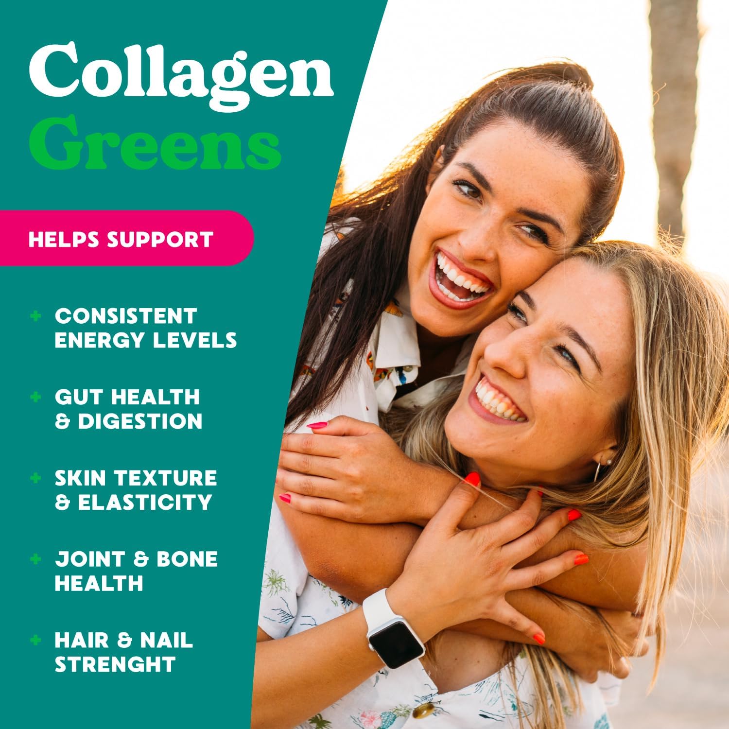 Women's Daily Greens & Superfood Powder with Collagen & Probiotics for Digestive Health & Bloating Relief - 30 Day Supply
