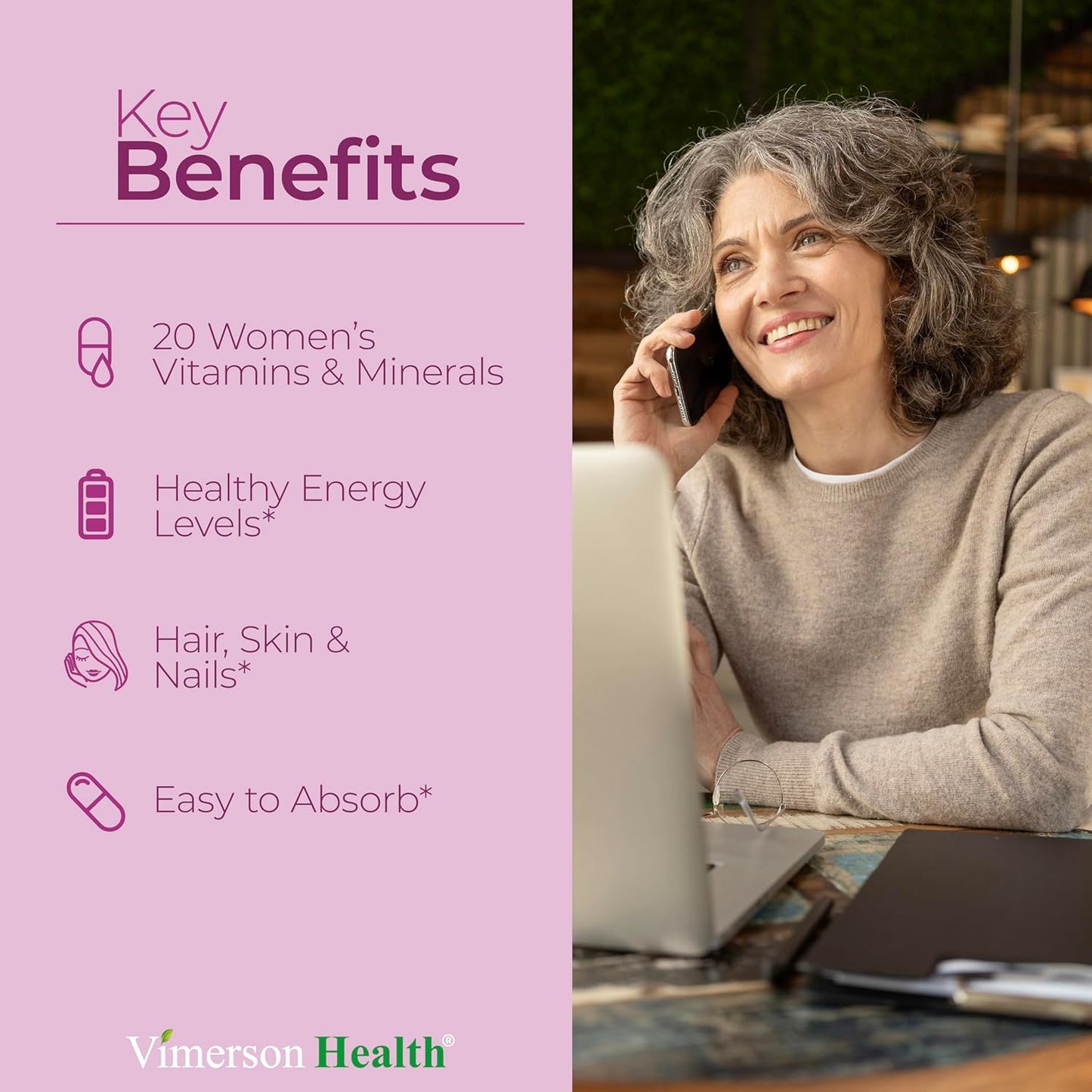 Women's Daily Multivitamin & Multimineral - Vitamins for Energy, Focus, & Health - 60 Liquid Capsules by Vimerson Health