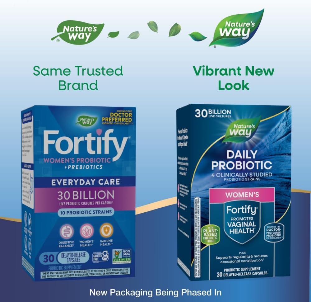 Women's Daily Probiotic - 30 Billion Live Cultures, 10 Strains, Prebiotics - Digestive & Immune Health Support - No Refrigeration - 30 Capsules