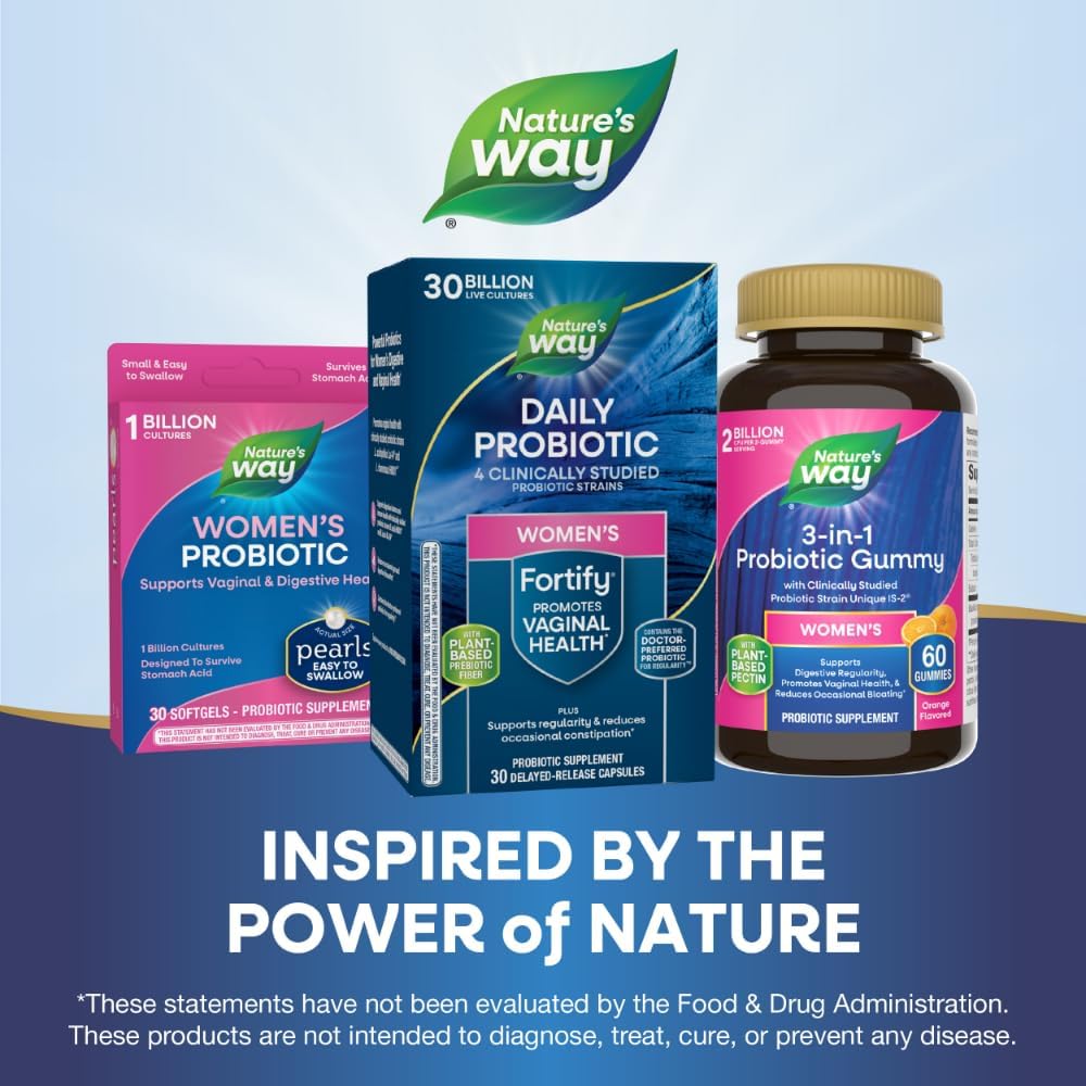 Women's Daily Probiotic - 30 Billion Live Cultures, 10 Strains, Prebiotics - Digestive & Immune Health Support - No Refrigeration - 30 Capsules