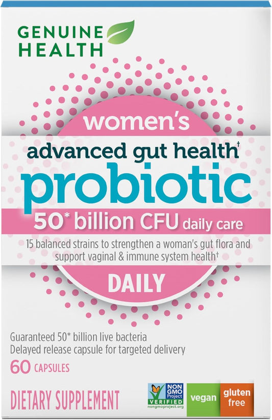 Women's Daily Probiotic for Healthy Digestion, Gut & Vaginal Health - Multi-Strain Formula (60 Count)