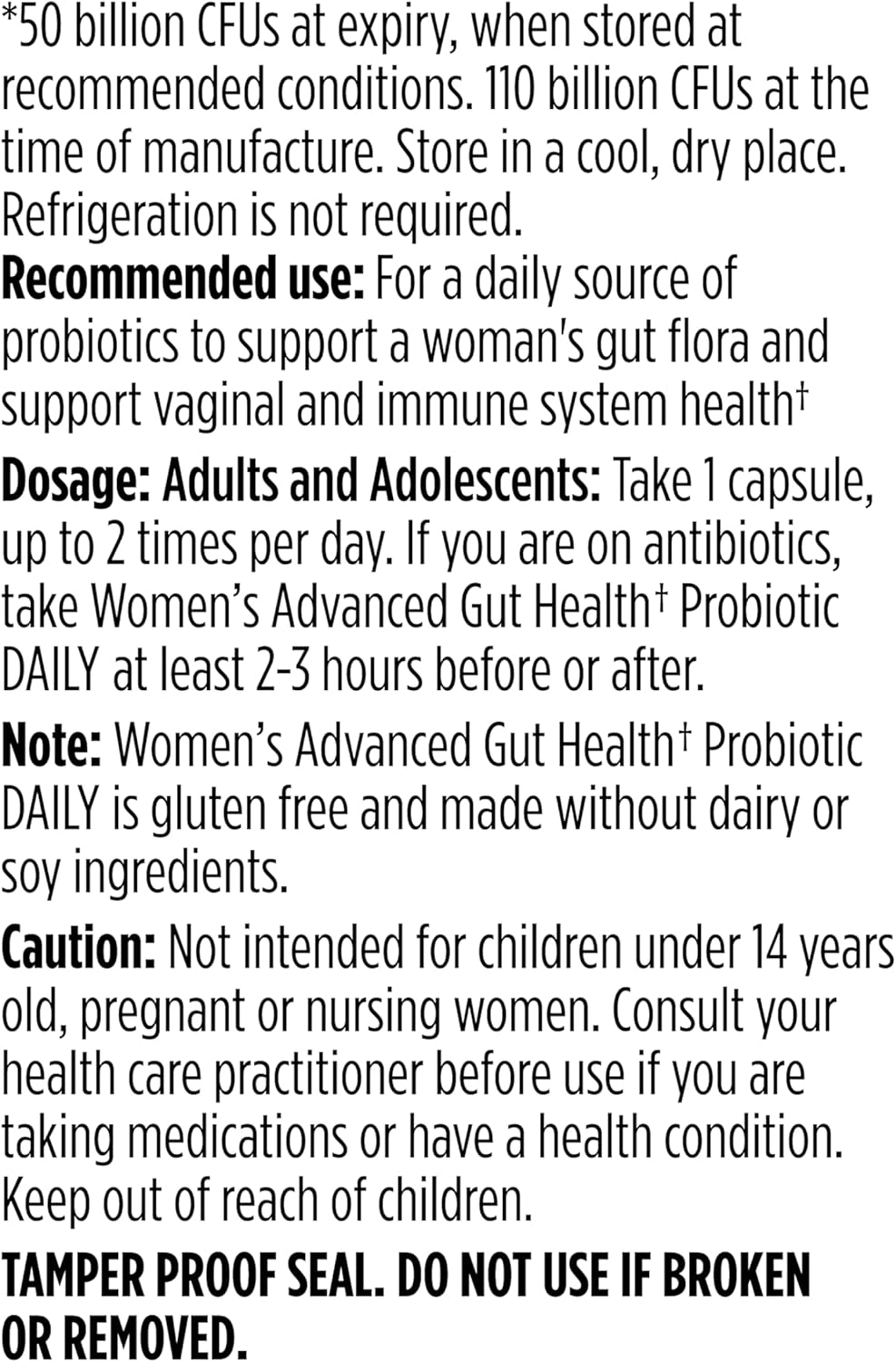 Women's Daily Probiotic for Healthy Digestion, Gut & Vaginal Health - Multi-Strain Formula (60 Count)