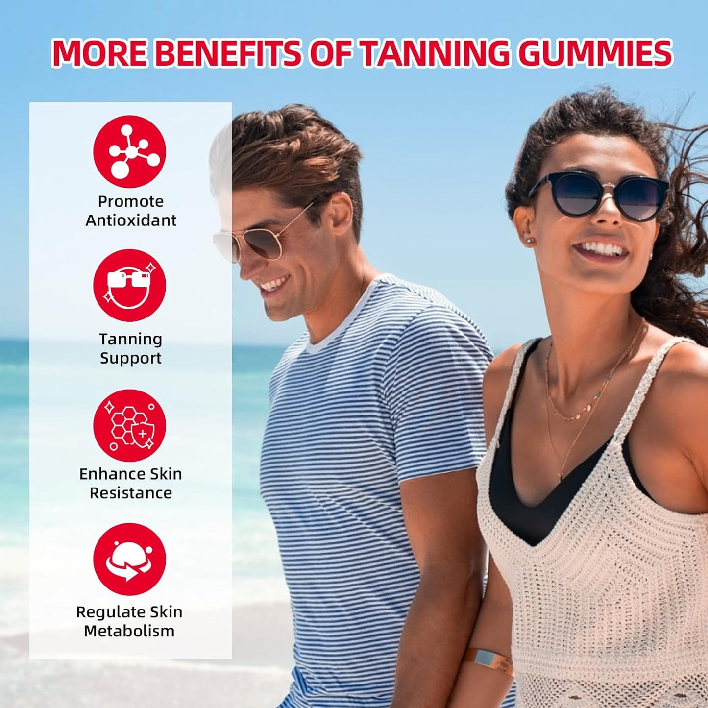 Women's Daily Tanning Gummies with Astaxanthin & Beta-Carotene - Sugar-Free Skin Health Supplement for Sun Sensitivity - Vegan & Non-GMO - 60CT