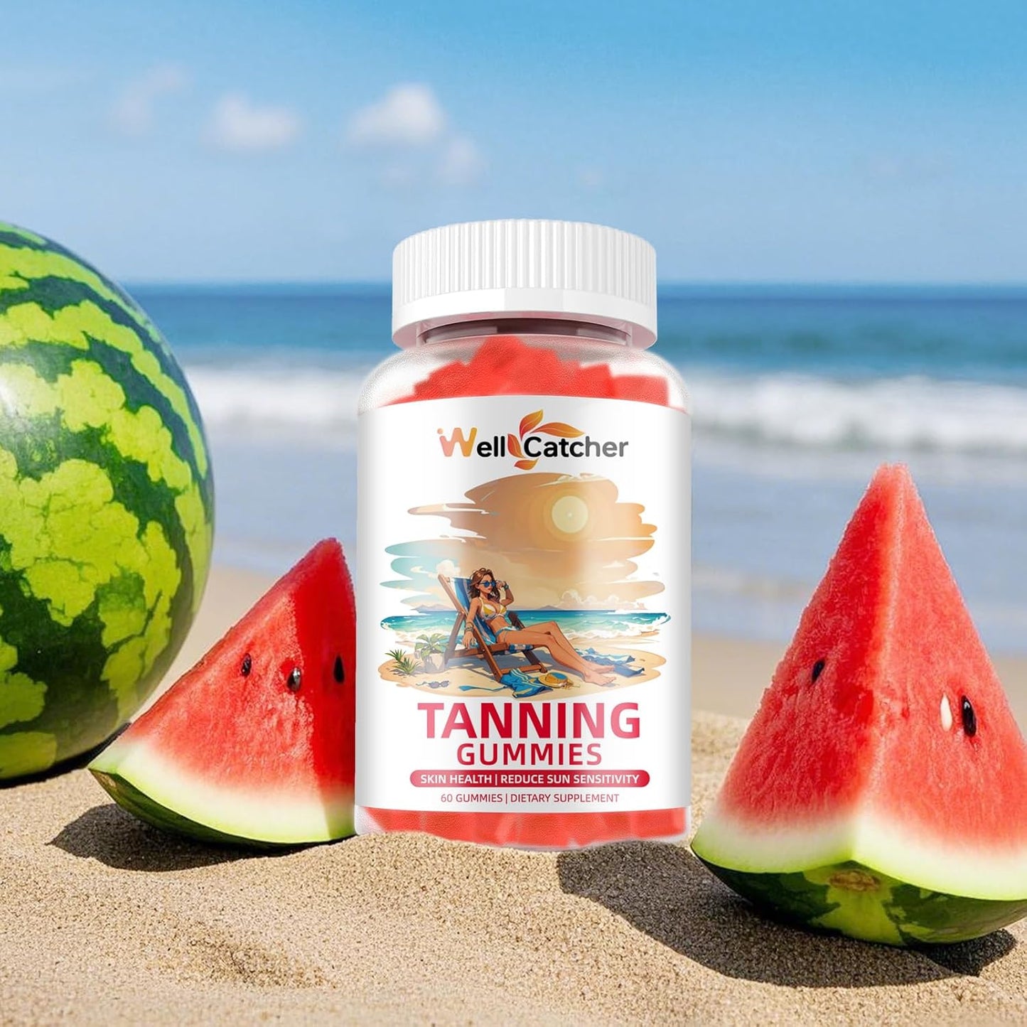 Women's Daily Tanning Gummies with Astaxanthin & Beta-Carotene - Sugar-Free Skin Health Supplement for Sun Sensitivity - Vegan & Non-GMO - 60CT