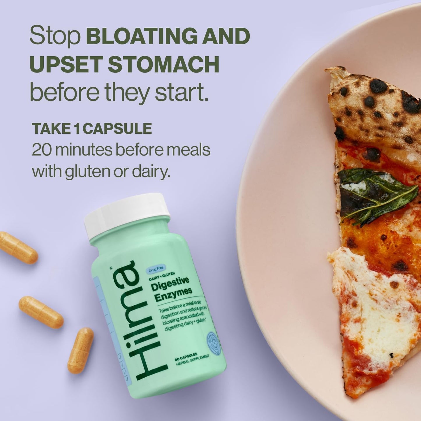 Women's Digestive Enzymes with Turmeric & Dandelion Root - Gluten & Dairy Relief Pills - 60 Vegan Capsules