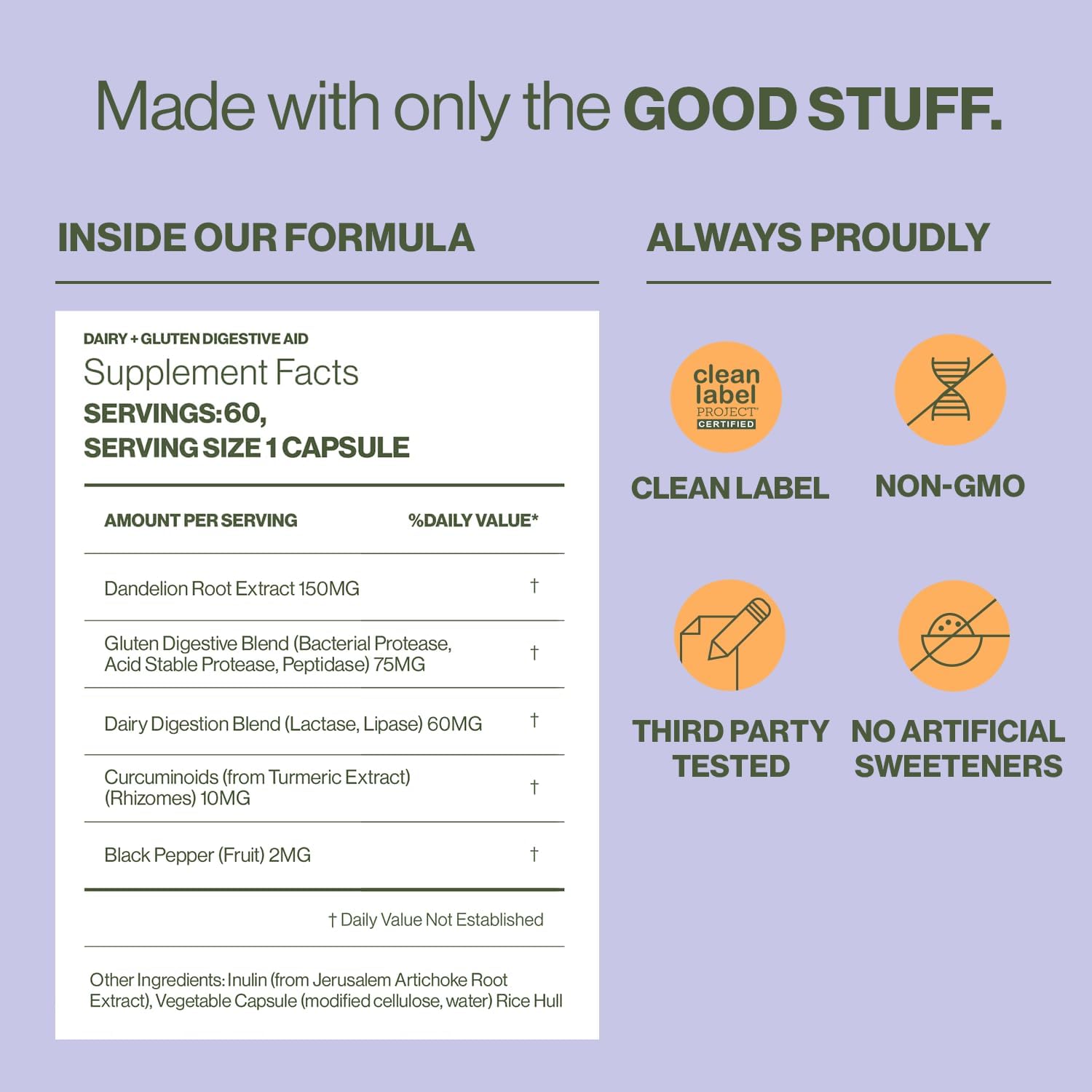 Women's Digestive Enzymes with Turmeric & Dandelion Root - Gluten & Dairy Relief Pills - 60 Vegan Capsules