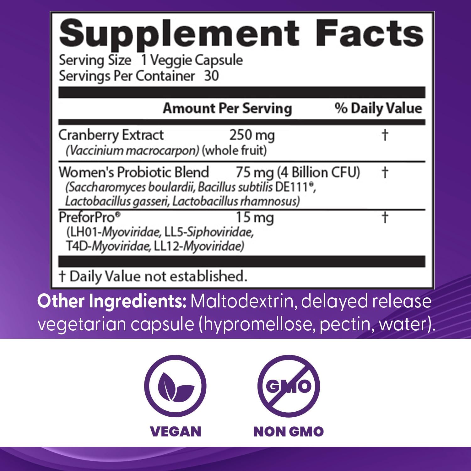 Women's Digestive Probiotic Prebiotic for Urinary Tract Support - Vegan & Non-GMO - 30 Veggie Capsules by Doctor's BEST