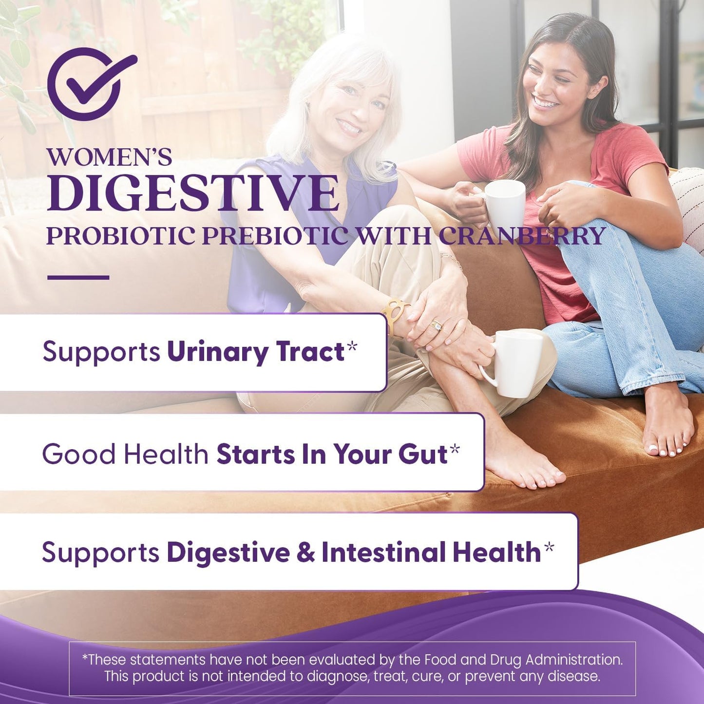 Women's Digestive Probiotic Prebiotic for Urinary Tract Support - Vegan & Non-GMO - 30 Veggie Capsules by Doctor's BEST