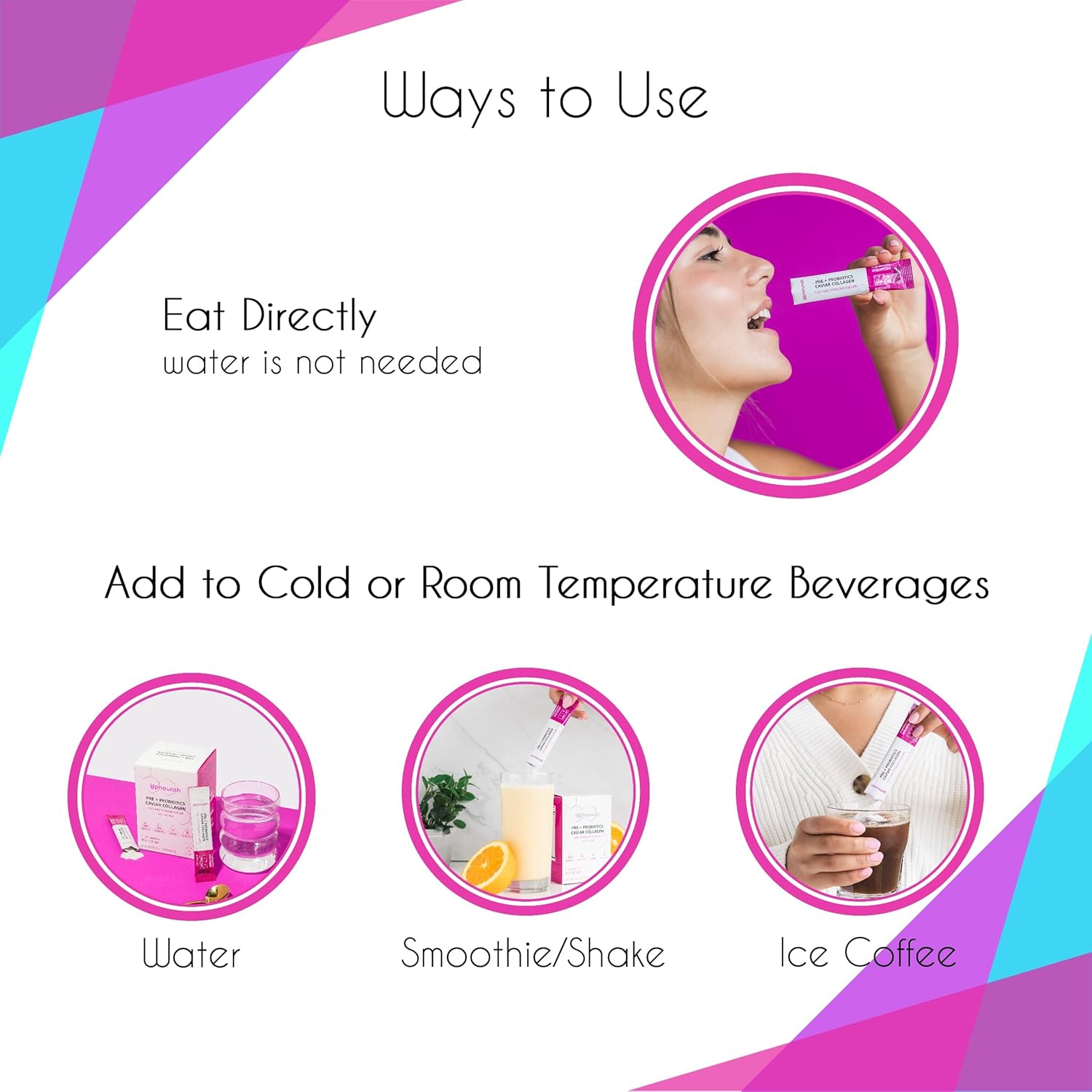 Women's Digestive & Weight Wellness: UpNourish Prebiotics, Probiotics, Collagen with Cranberry & D-Mannose, 30 Packets