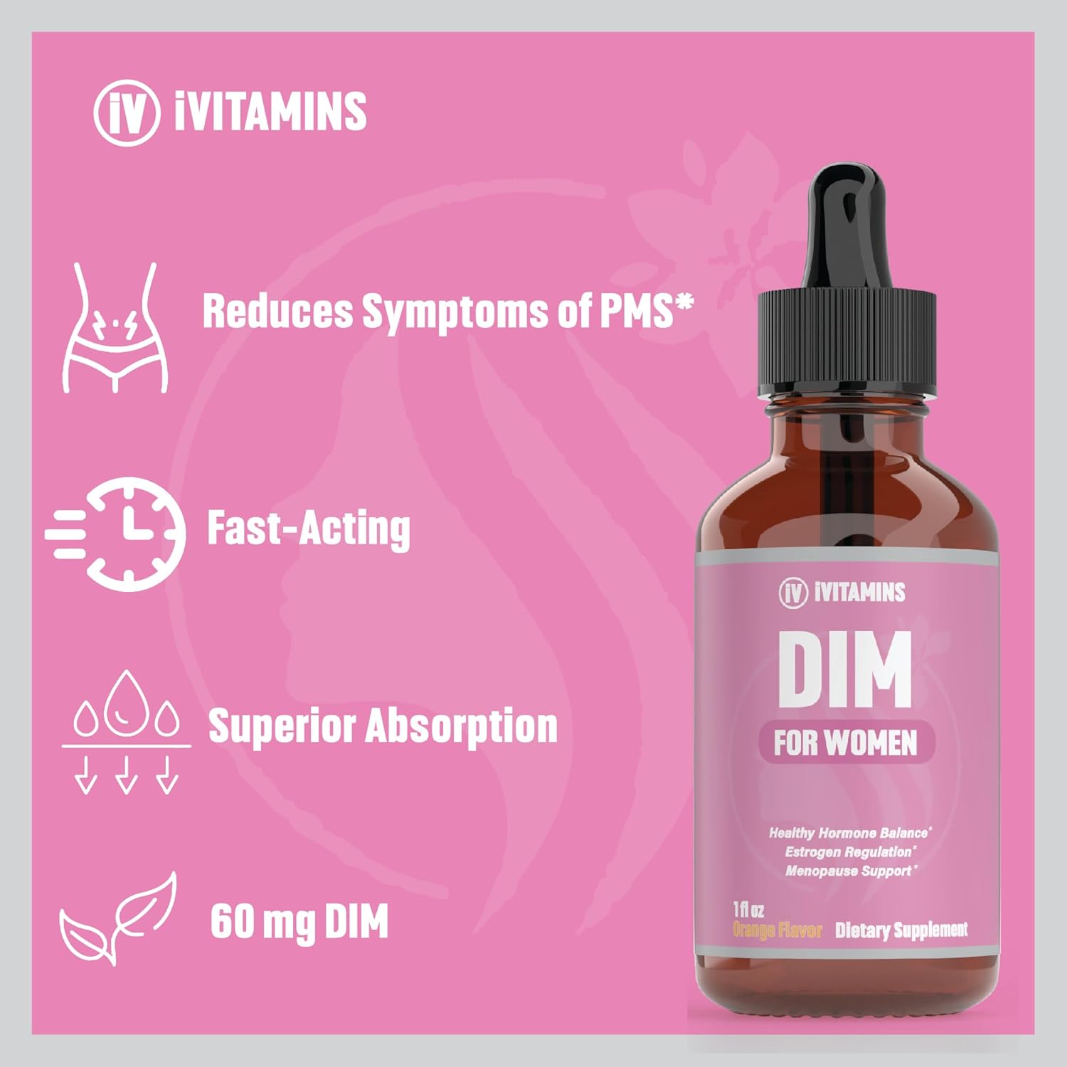 Women's Dim Supplement for Acne | Estrogen Support | Orange Flavored 1 fl oz Bottle