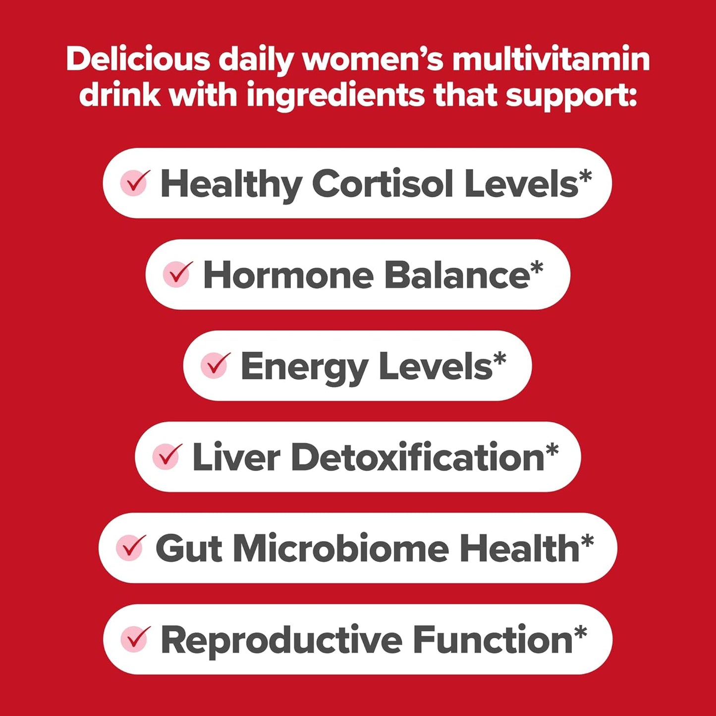 Women's Endocrine Superfood Powder with Rhodiola, DIM, and Red Superfoods - Supports Cortisol Levels, Hormonal Balance, Thyroid, and Gut Health - 25 Servings