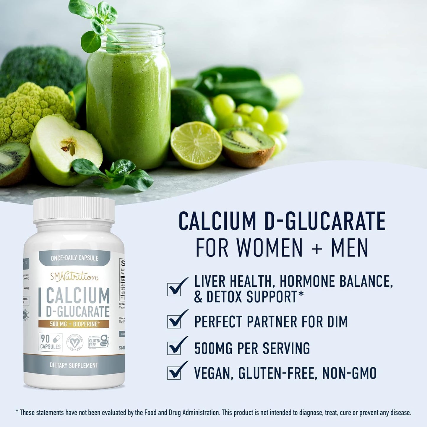 Women's Estrogen Balance Supplement with Calcium D-Glucarate and DIM - Vegan Gluten Free CDG Capsules for Enhanced Health (90 Servings)