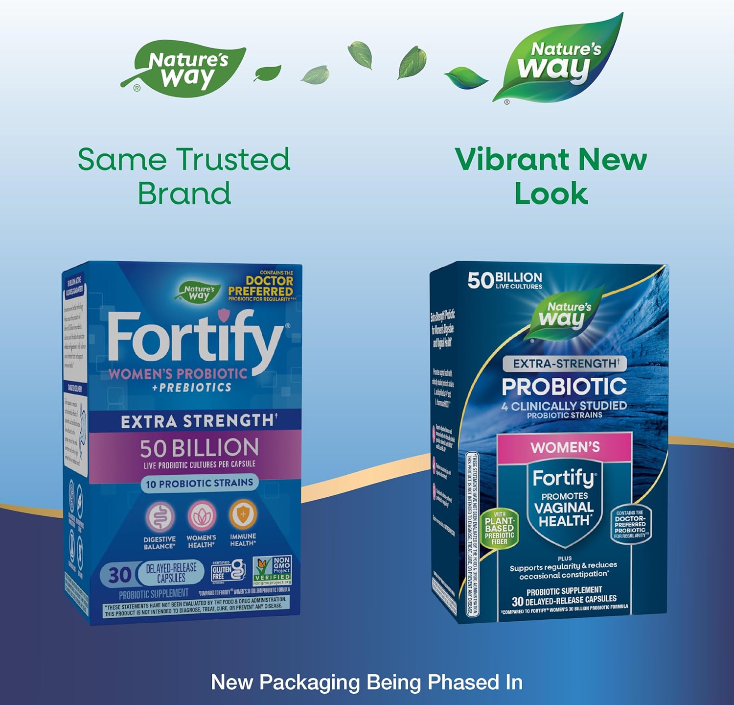 Women's Extra Strength Fortify Probiotic with 50 Billion Live Cultures and Plant-Based Prebiotic Fiber - Supports Digestive, Vaginal, & Immune Health - Non-GMO - 30 Capsules