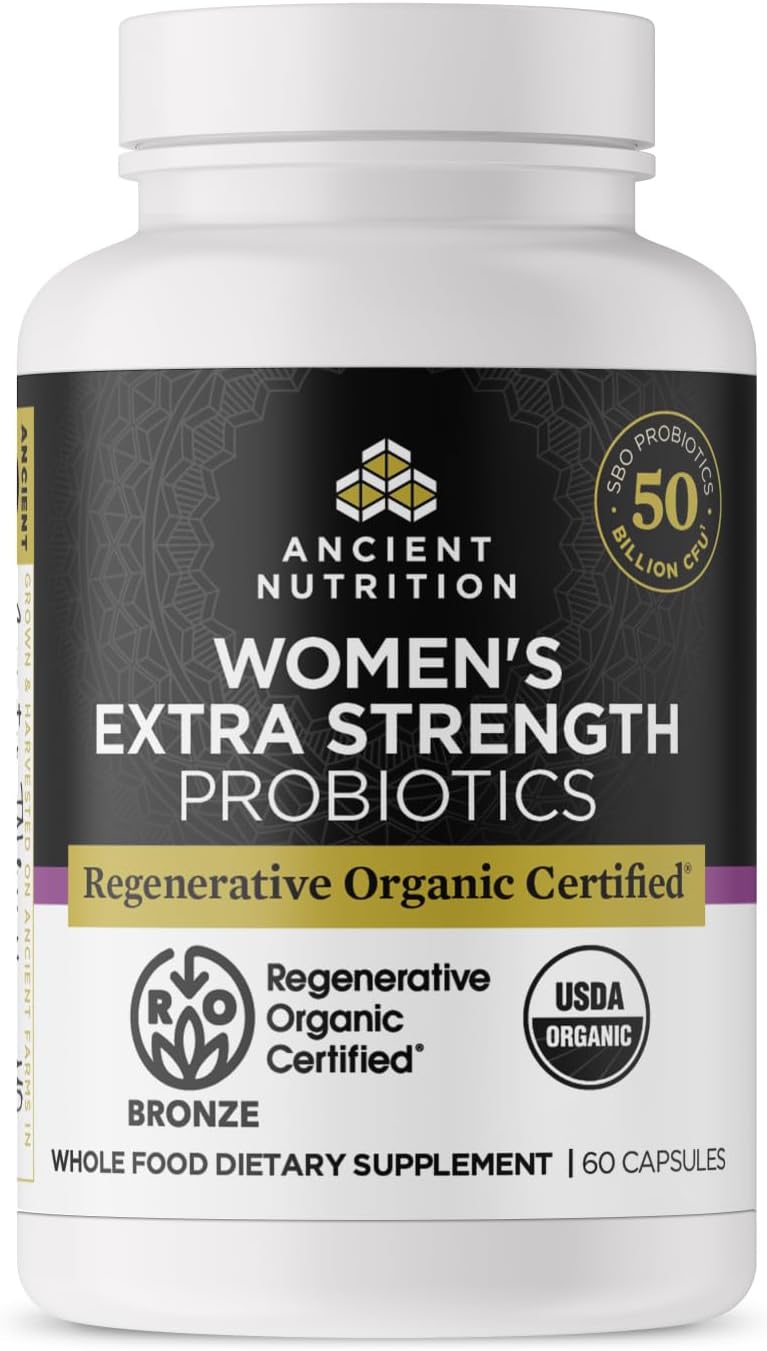 Women's Extra Strength Probiotics with 25 Billion CFUs for Healthy Digestion & Immune Support - 60 Count